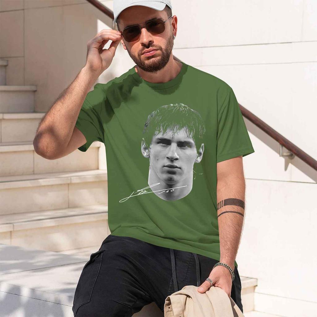 2026 New Model Lionel Football Super Portrait Printed Tee Unisex Unisex Cotton Loose Casual Short Sleeve Tshirt