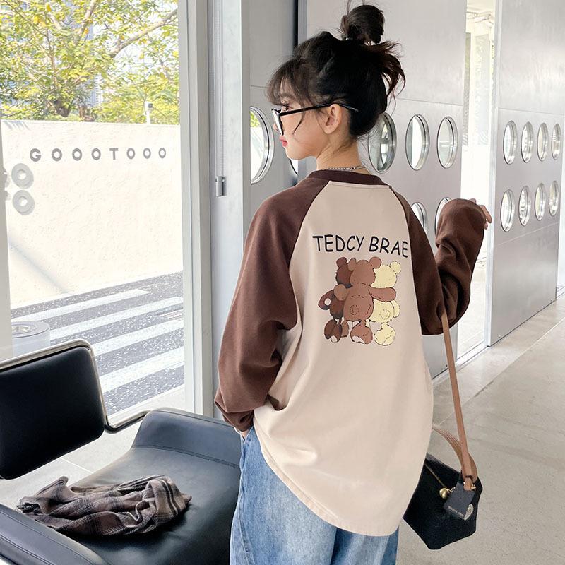 

Детская рубашка с длинными рукавами и принтом медведя на спине, топы, футболка, детская футболка для детей старше 3 лет