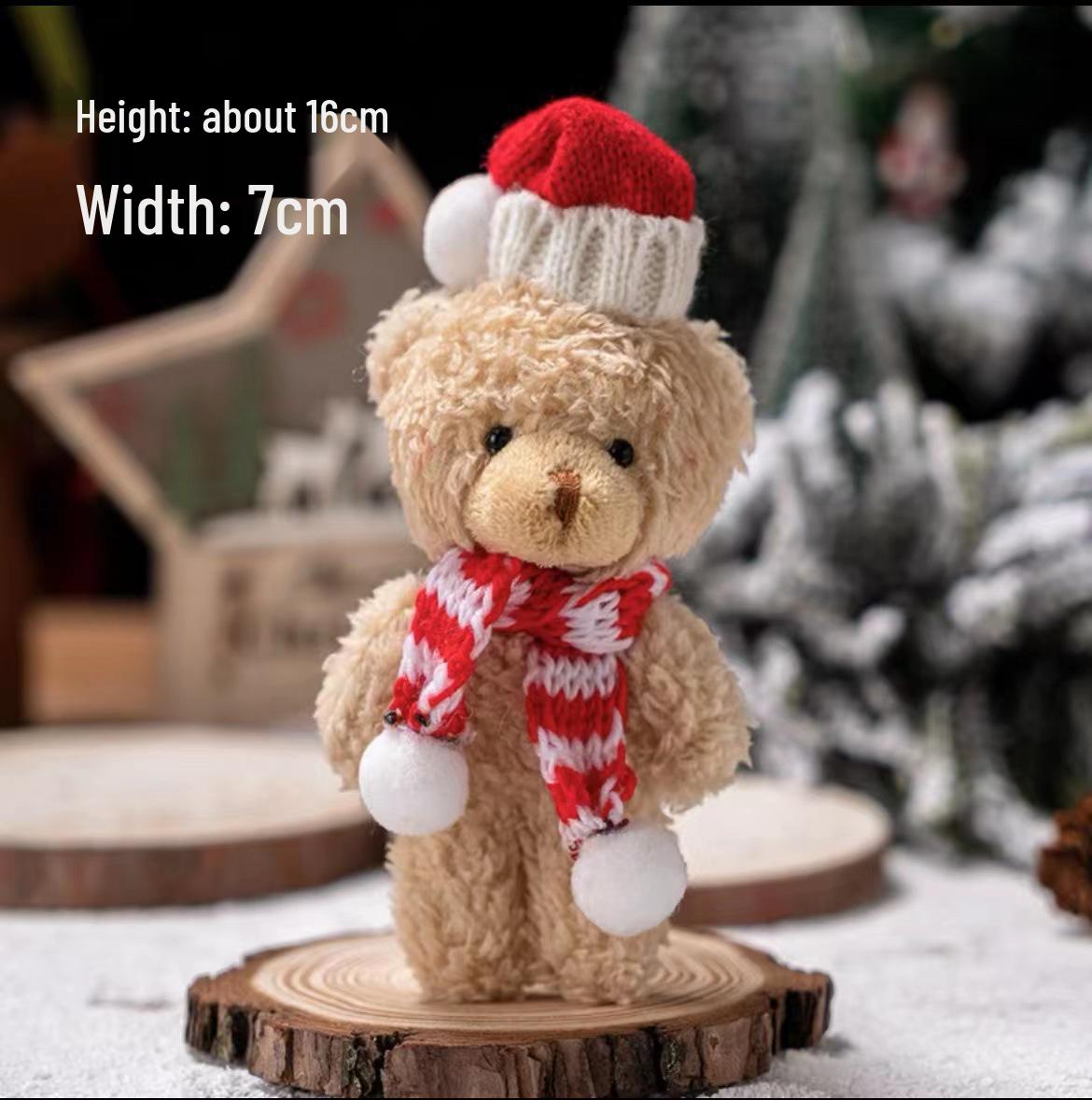 Рождественский кулон-шарф в виде плюшевого мишки: Очаровательный маленький бурый медвежонок с цветочным рисунком для украшения елки и подарка для DIY одежды