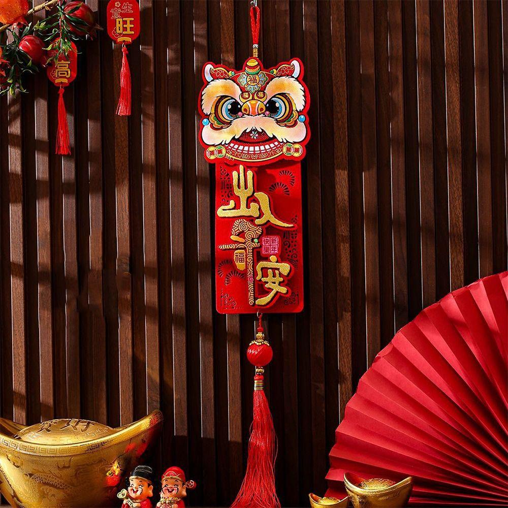 Flocking New Year Lion Dance Pendants Spring Festival Hanging Couplet  Spring Festival Supplies