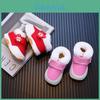 Baby Boys Red Cotton Shoes For Toddler Winter Warmth With Cartoon Monkey Decor