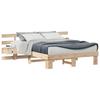 Platform Bed with Headboard Brown 150 X 200 Cm Solid Pine Wood