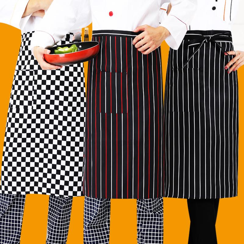 1pcs Chef's Apron Half-length Neck-hanging El Cooking Restaurant Restaurant Coffee Bar Waiter Work Apron Unisex Striped Apron