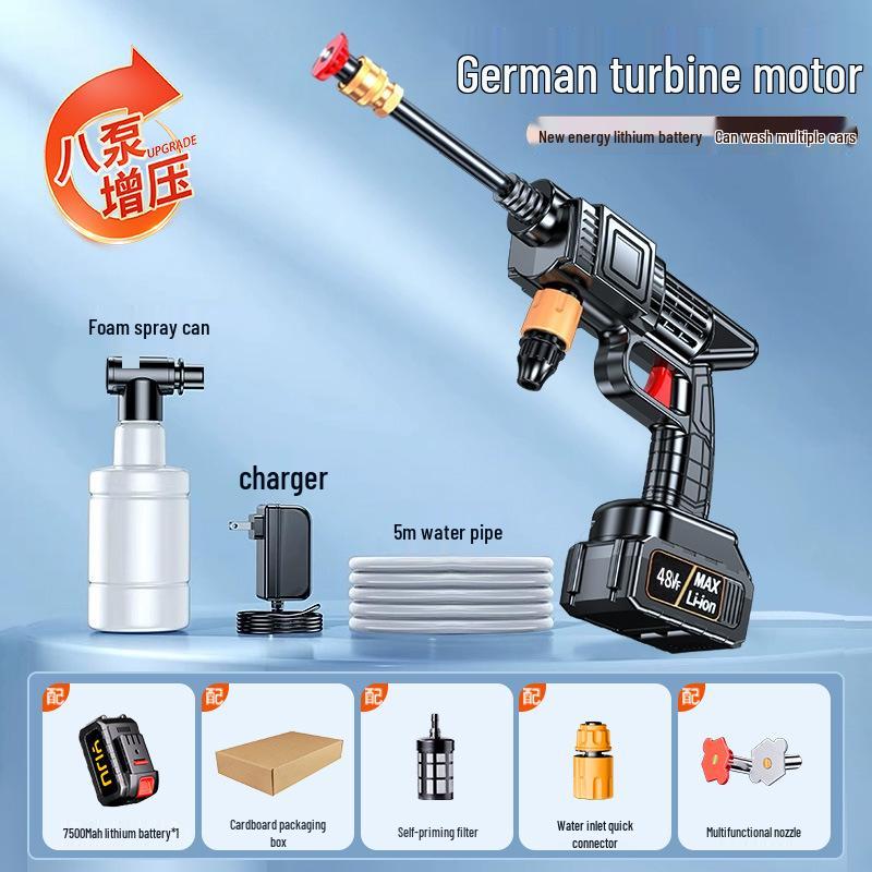 Powerful 220V Wireless High-Pressure Car Wash Water Gun – Enhanced for Household Use
