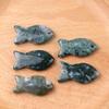 Hand Carved Healing Crystals Fish Figurine Natural Stone Animal Statue Amethyst Gemstone Pendant Home Decor DIY Hanging Ornament
