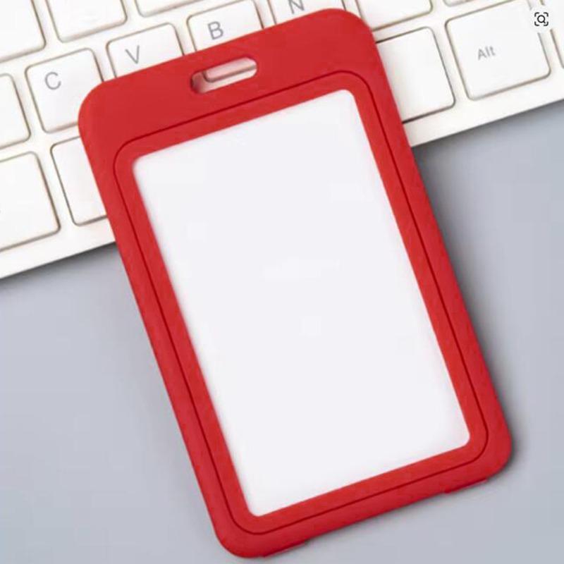 Cute Double Sided Transparent ID Card Holder Waterproof Name Badge Horizontal Id Badge Holder for Work School Clear Plastic