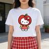 2026 new Summer HelloKitty Cute Graphic Tee Casual Short Sleeve Cotton Top for Women Girls Kawaii Cartoon Print Streetwear