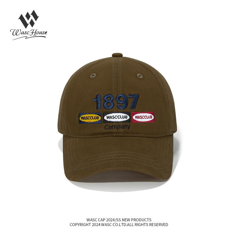 Vintage washed cotton embroidery letter baseball hat men's and women's wide-brimmed sun hat showing face small cap tide