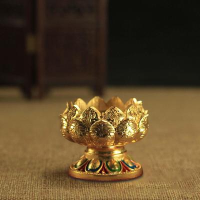 Candle Holder Butter Lamp Stand Lotus Ghee Tibetan for Desktop Home Bedroom