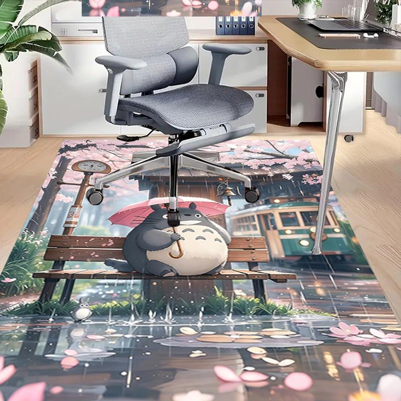 Totoro Cherry Blossom Tree Carpet For Playroom Bedroom Living Room Sofa Home Decorkids Game Area Rug Nonslip Floor Mat