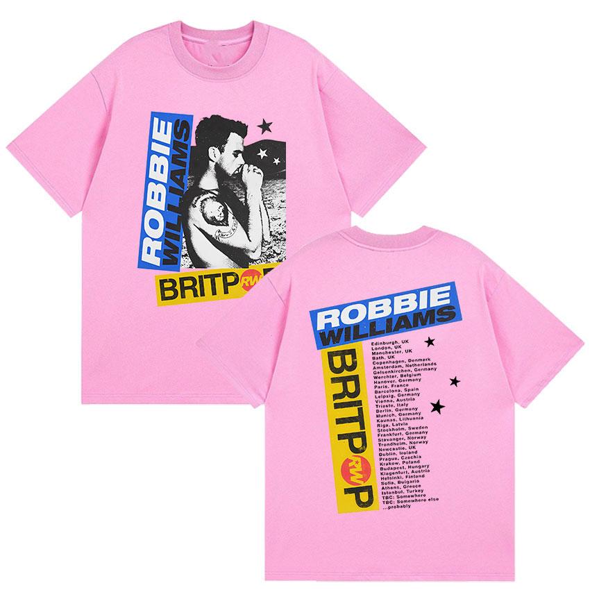 Robbie Williams Rw Album 2025 Merch T-Shirt Herren Hip Hop Rock Gothic Kurzarm T-shirt Unisex Retro Übergroße Baumwoll T-shirts