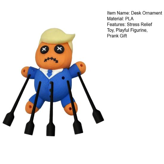 Voodoo Doll Gag Gift 3D Printed Voodoo Doll Figurine with Pins Desk Ornament Stress Relief Toy Prank Gift for Men Women