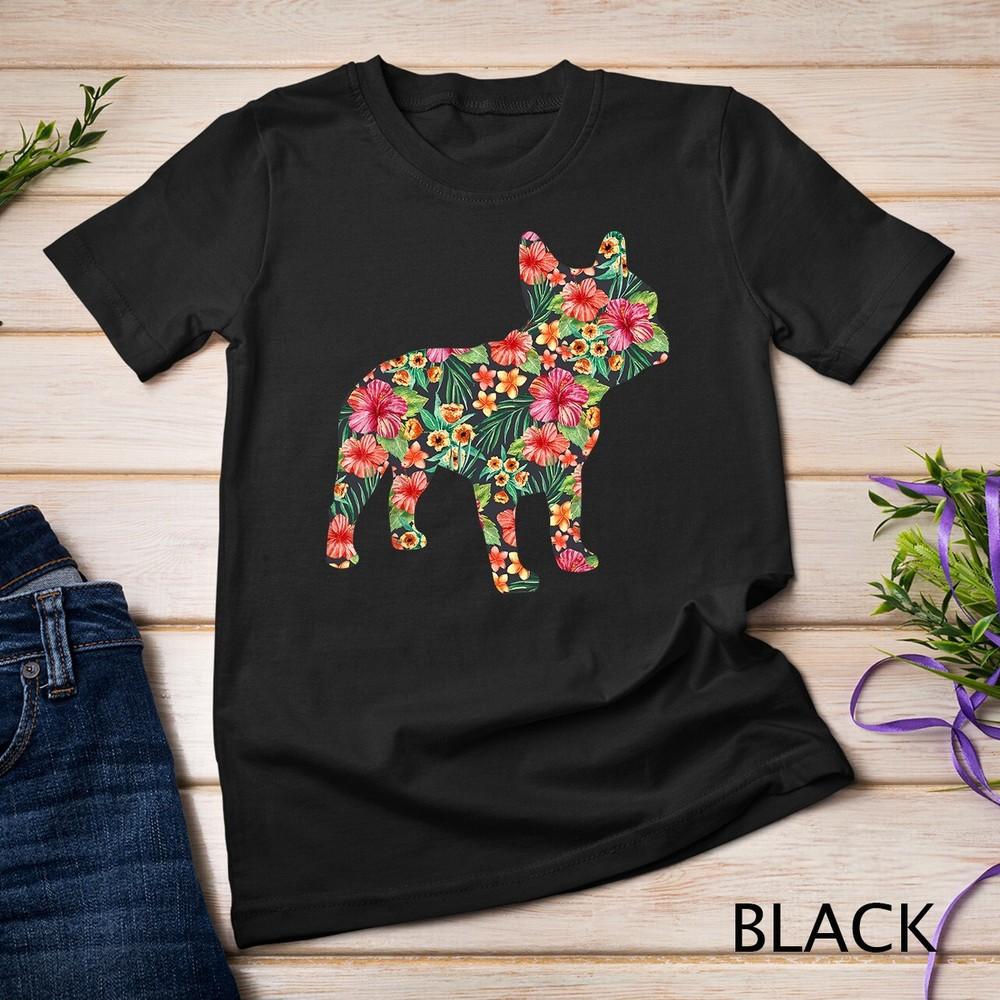French Bulldog Flower T Shirt Floral Frenchie Dog Silhouette Unisex T-shirt