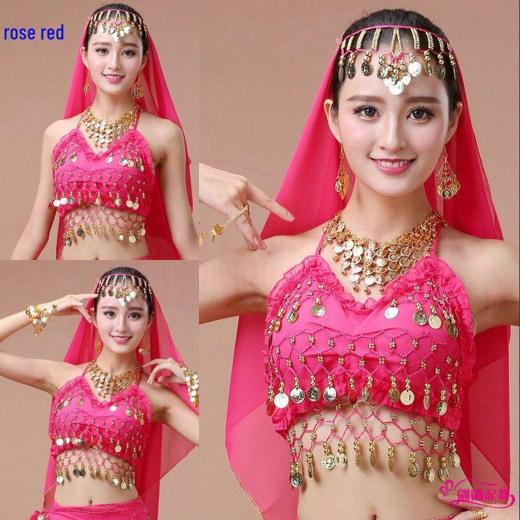 Belly Dance Performance Jewelry Set: Headdress, Veil, Necklace, Earrings, Head Chain, Ring, Bracelet