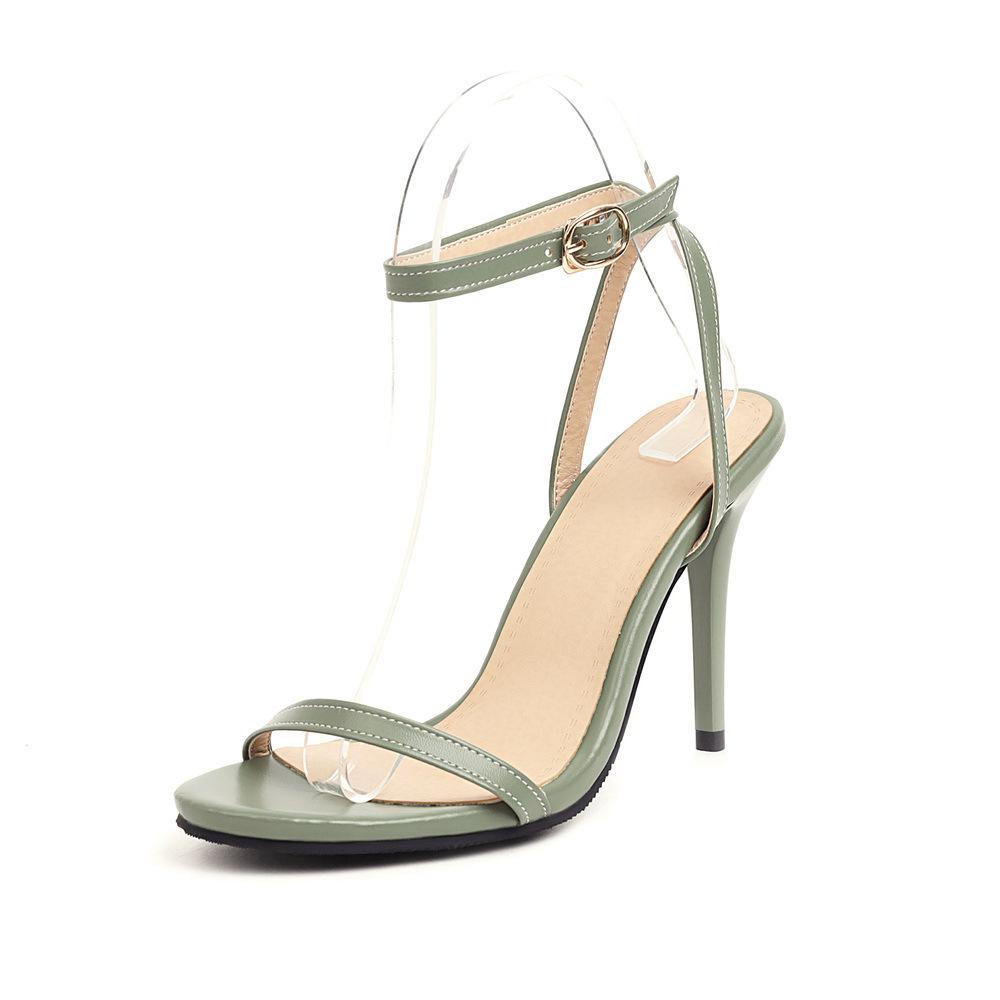 Summer New Sexy Thin Heel Super High Heel Buckle Hollow Solid Color Sandals