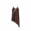 French Style Spaghetti Strap Lace Trim Dress with Irregular Hem - 2025 Summer Collection