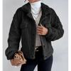 Winter Jacket Rabbit Fur Lining Stand-Up Collar Casual Fleece Shirt Women'S Thick Plush Coat