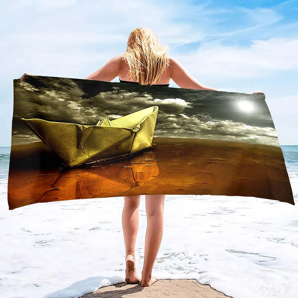 Beach Towels Sailboat Printing Highly Absorbent Large Pool Towels,Super Soft and Quick Drying Super Absorbent Perfect for Gifts