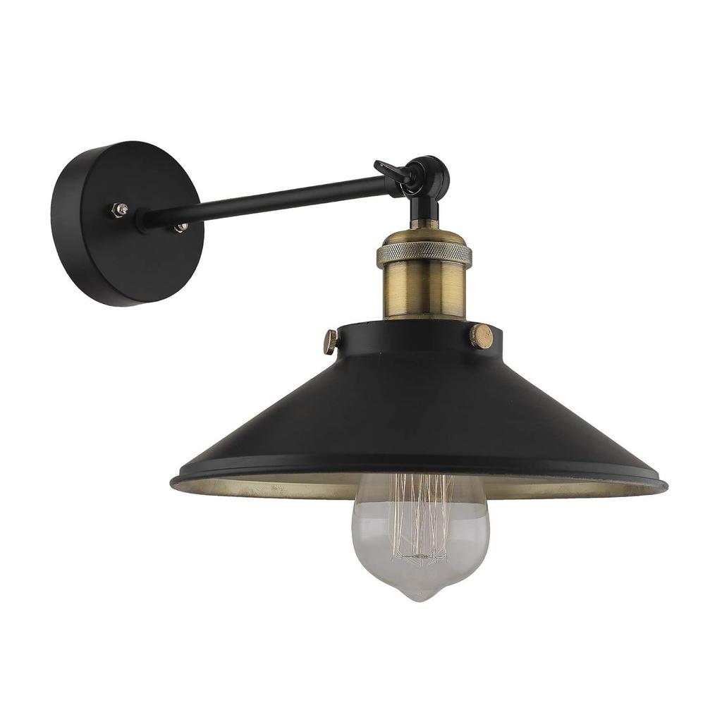Nástěnné svítidlo Edison s kónickým stínidlem, Starožitné zlato Vintage Industriální Loft, Patice E27, Dekorativní, Nástěnné svítidlo s otočným ramenem