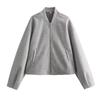 2025 Autumn/Winter Plus-Size Women's Stand-Up Collar Bomber Jacket - European/American Style