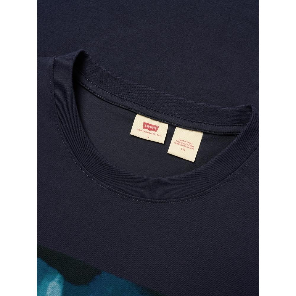 Levis Casual Comfortable Simple Logo Print Ribbed Round Neck Short Sleeve T-Shirt Men T-Shirts Navy-Blue 002X9-0001