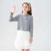 Montagut Girls' Spring/Autumn Round Neck Padded Shoulder Crop T-shirt