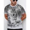 Sommer T-Shirt Tier Wolf 3D-Druck Kurzärmelig Street Shoot Übergroße Oberteile Mode Freizeitkleidung Herren T-Shirt