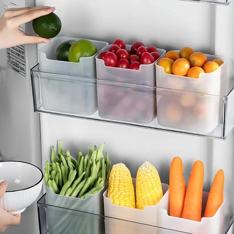 1/5 STK Kjøleskap Oppbevaringsbokser Mat Fersk Organiserer Kaldoppbevaring Crisper Frukt Krydder Matbeholderesker Hjem Kjøkkenbokser