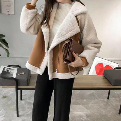 New Thickened Warm Fur Integrated Lamb Wool Jacket, Loose and Versatile Top, Motorcycle Suit