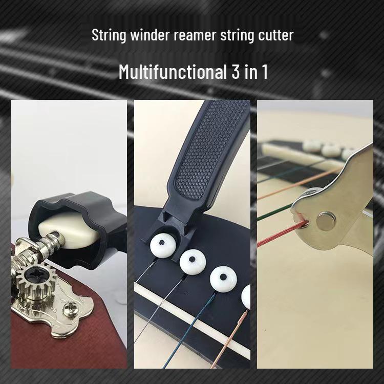 Three-in-One Guitar Stringing Tool: String Cutter, Winder, and Changer