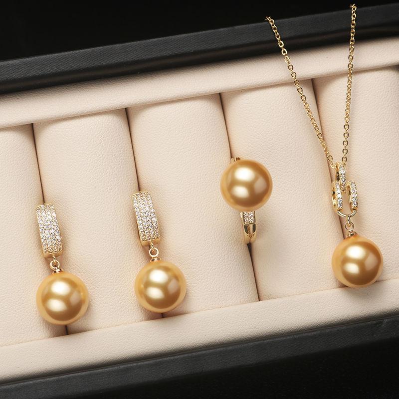 Mom Gift Three-piece Pearl Box Pearl Necklace Female Bead Necklace Pendant for Girlfriend Gift Jewelry Set