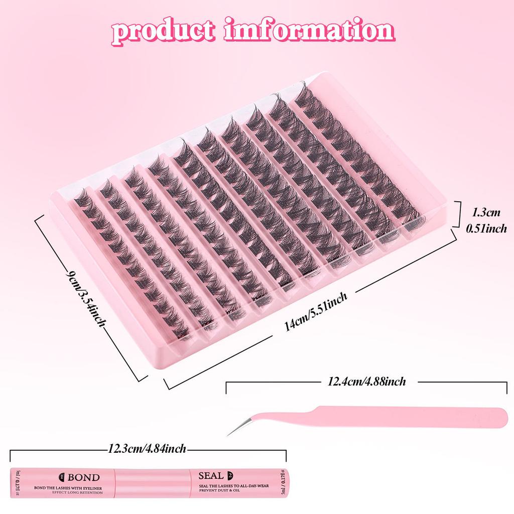 Thick Natural 120 Tufts False Eyelashes Set 8-16Mmdiy Segmented Single Tufts Curled Eyelashes