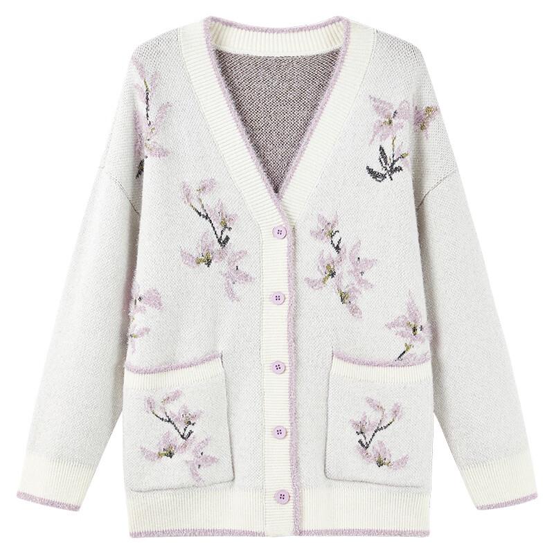 Elegant New Chinese Style Jacquard V-Neck Cardigan