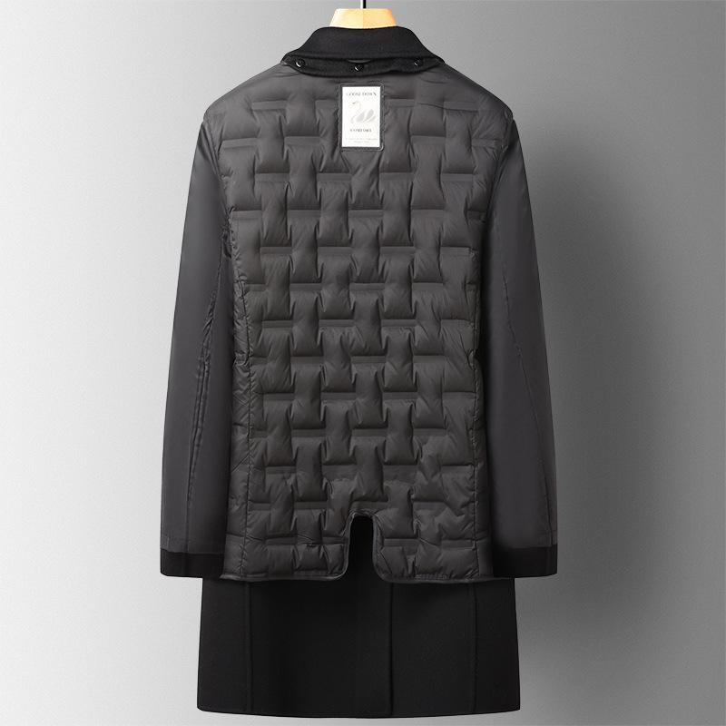 Autumn and Winter Removable Goose Down Lining Double-sided Woolen Cashmere Coat Men's Medium-length Woolen Coat Trendy Wool Coat