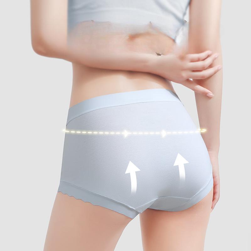 Women's High-Waisted Seamless Abdominal Control Plus-Size Triangle Shorts Full Cotton Crotch Combed Cotton Ideal for Summer