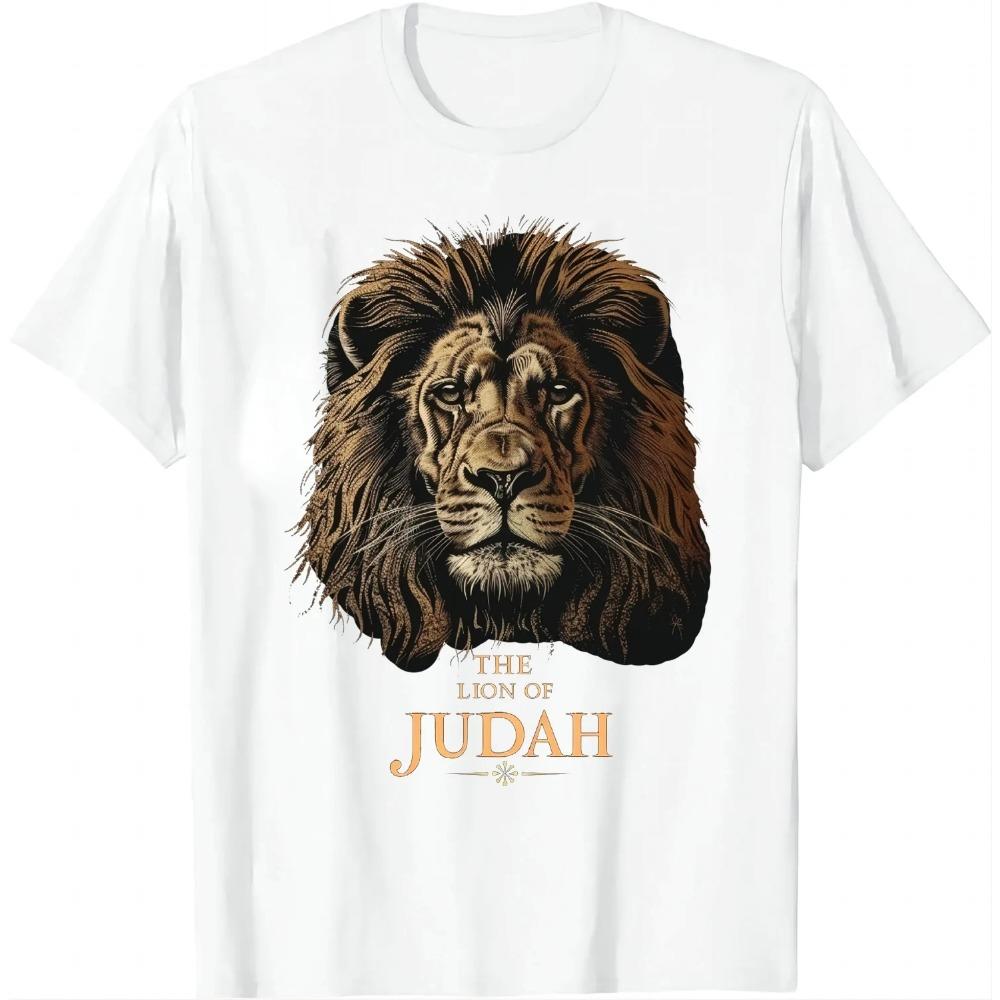 Jesus Lion of Judah Gift for Men Women T-Shirt Vintage T Shirt Animal Fashion Short Sleeves Top Streetwear Ropa Hombre