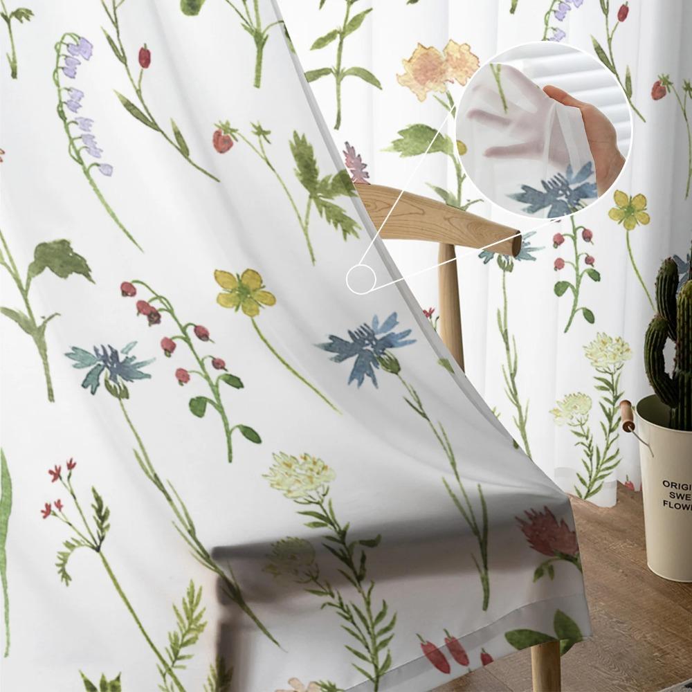 Blumengarten-Vorhang für Wohnzimmer, Voile für Fensterjalousien, Schlafzimmer, Tüllvorhang, Küche, Cortinas, Flurvorhänge