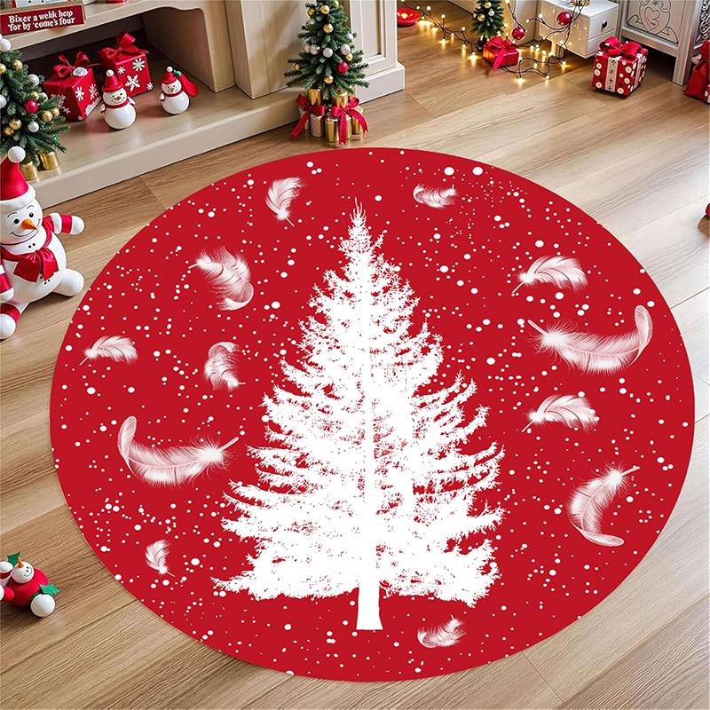 

1pc Christmas Round Rugs: Santa, Trees, Wreaths & More - Festive Home Decor ,Christmas round carpet decoration.. 60cm