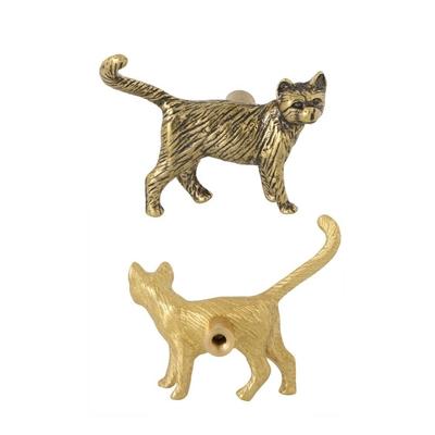 Animal Shaped Handles Door Knobs Vintage Cat Cupboard Drawer Pulls  For Kitchen Wine Cabinet