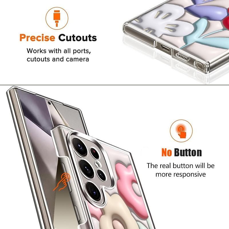 Do Samsung S24 S22 Ultra Plus S23 S21 S20 Fe A55 A35 A25 A15 A54 A34 A53 5g Relief Olej Malowanie Kwiaty Wzór Wstrząsoodporny Pc Twardy Smukły Telefon Etui