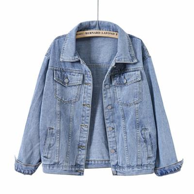 Τζιν μπουφάν Γυναικείο Boyfriend Jean Coat Streetwear Harajuku Vintage Φθινοπωρινό Basic Outerwear Παλτό