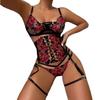 Sensual Lingerie Sexy Embroidery Bandage Breves Sets Garters Briefs Luxury 3-Piece Whuta Delicate Underwear