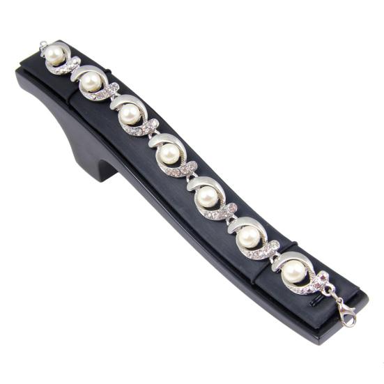 Yousheng Women Bracelet Electroplating Rhinestone Fine Workmanship Luxurious Bright Luster Decoration Temperament Adjustable Imitation Pearls Bracelet