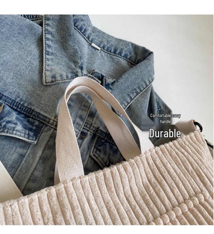 2024 Autumn/Winter Large Corduroy Tote: Korean Style Crossbody & Shoulder Bag