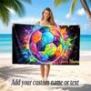 Soccer Theme Beach Towel Personalized Custom Name & Text Soft Quick Dry Beach Towel for Swimming Travel