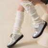 Lovely Bell Decorated Socks Stackable Long Ribbon Girls Pile Up Socks Classic Solid Color Sock Sleeves Knitted Leg Cover
