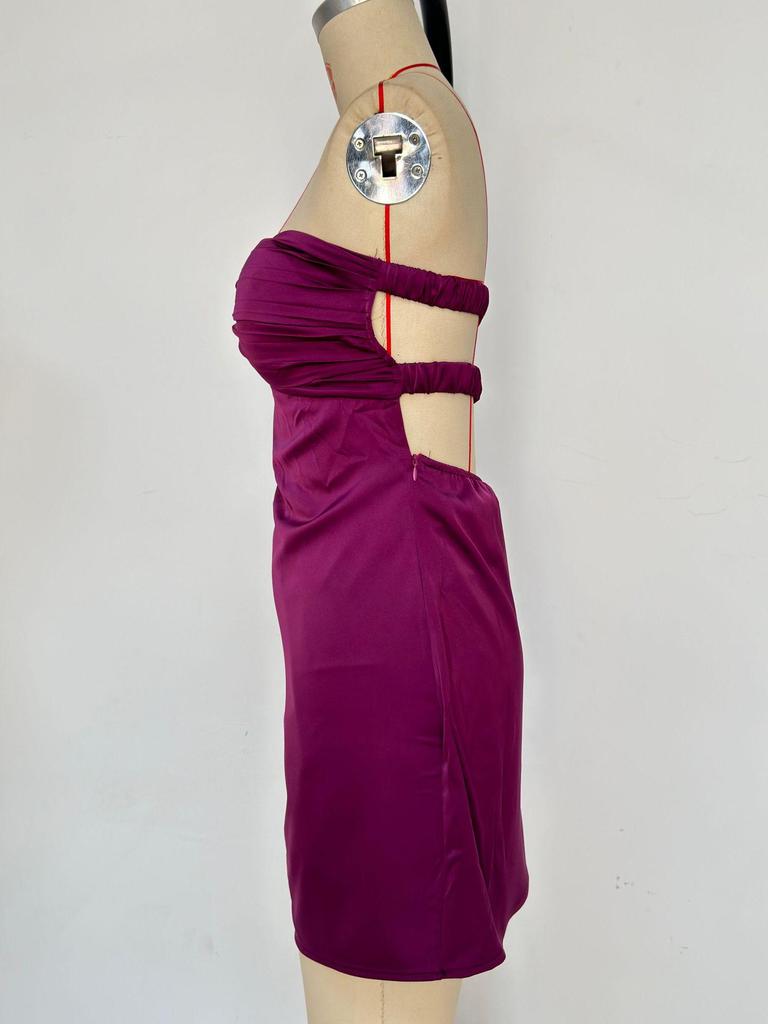 Elegante Vestido de Noche Europeo de Satén: Vestido Bandeau Ajustado para Citas Románticas