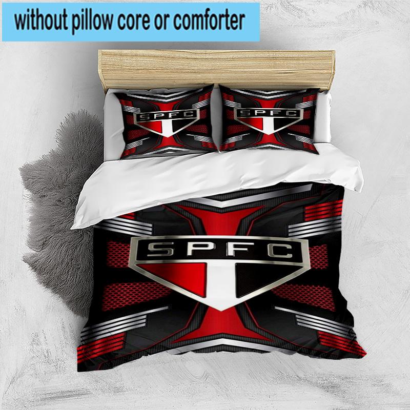 3pcs Paulo Fc Emblem Printed Bedding Set Duvet Cover Closure Includes 1 Duvet Cover & 2 Pillowcases Bedding Sets Home Decor Gifts