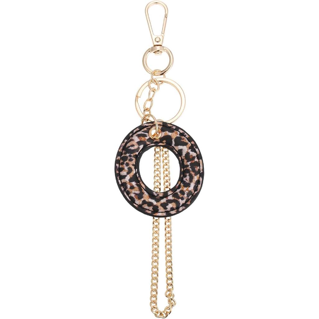 Leopard Letter Keychain for Women, PU leather Initial Letter Keyring Keychain Accessories Purse Handbags Charm