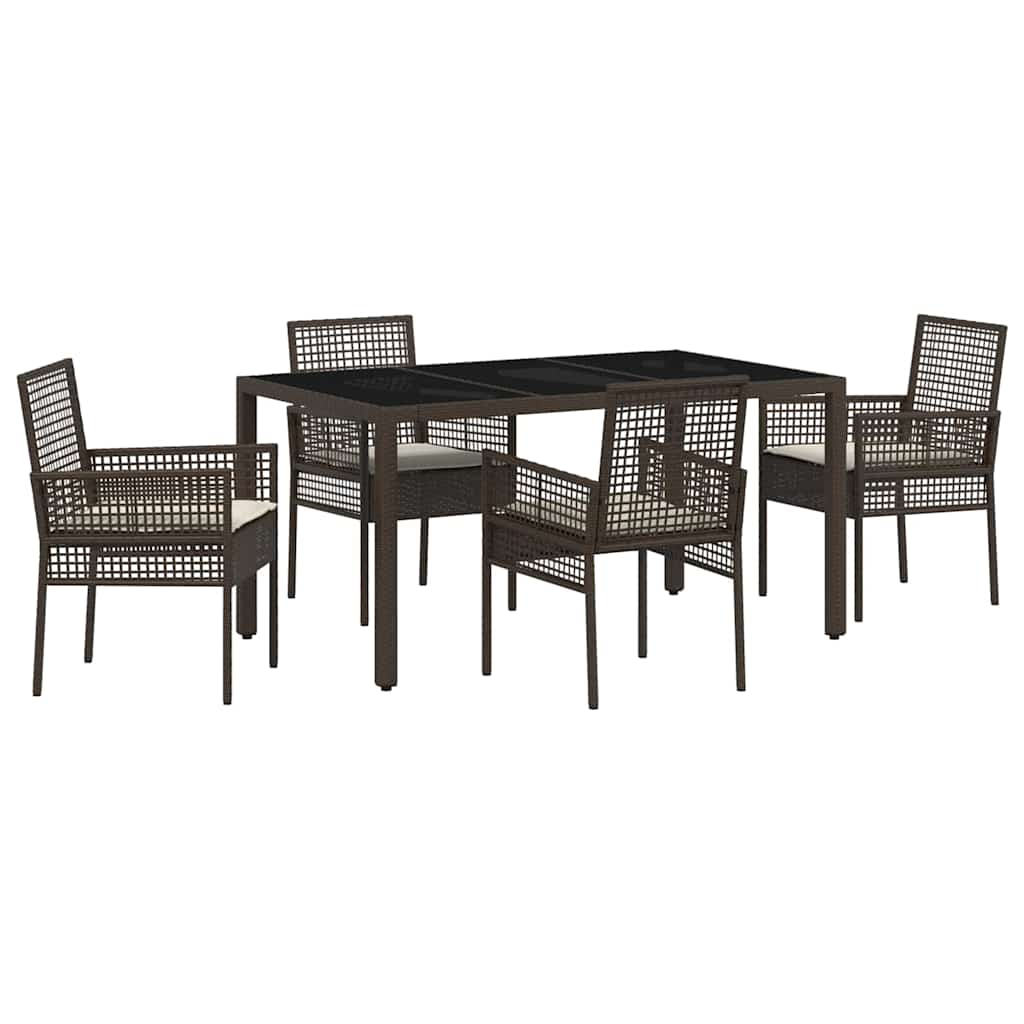 Garden Dining Set 5 pcs Brown Poly Rattan